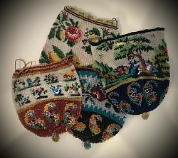 beaded Regency Era tiny coin purses