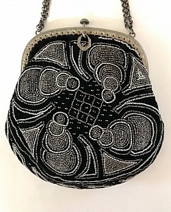 French Steel beaded Deco Design Handbag