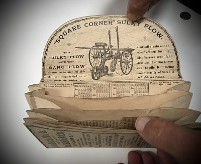 Advertising for Sulky Plow with a calendar 1886 -1887