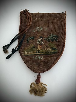 Petit Point Victorian small coin purse reticule (draw string)