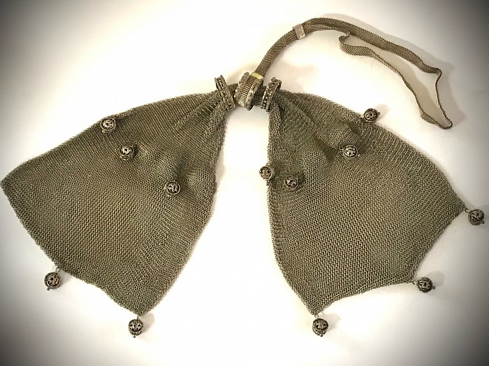 Very Unique Mesh Purse in the design of a miser purse early 20th century